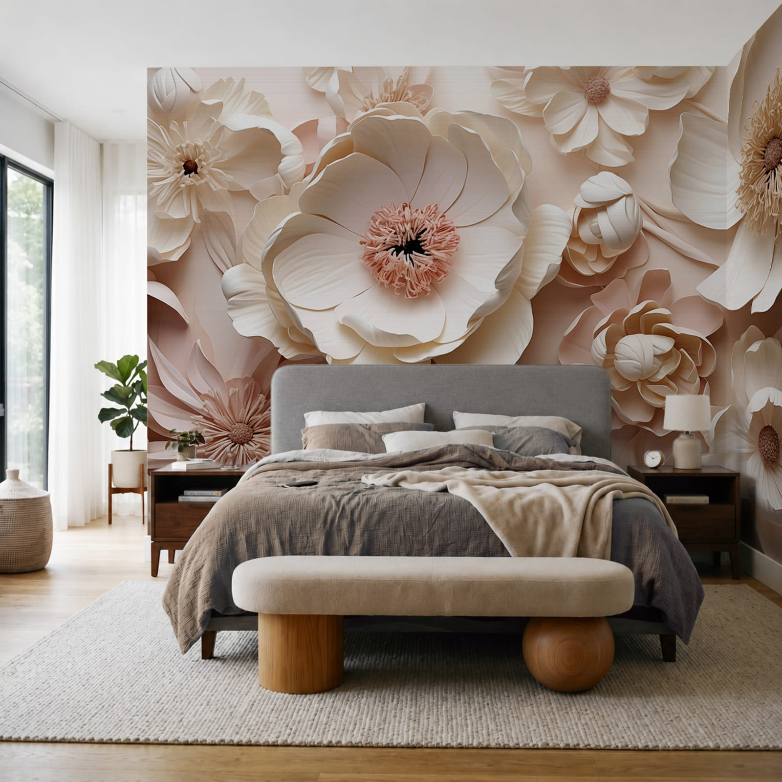 Eine Gruppe weißer und rosa Blumen