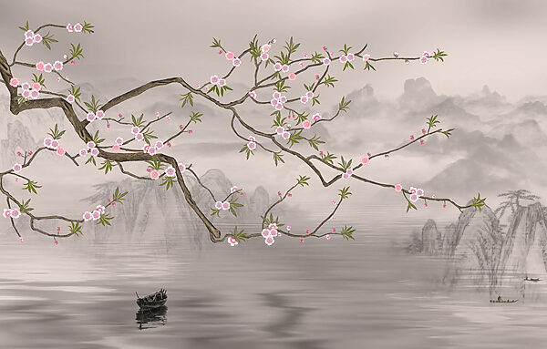 Tree branch with pink flowers on it Tree branch with pink flowers on it