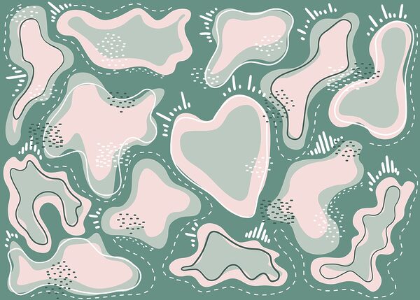 Group of pink and white shapes Group of pink and white shapes