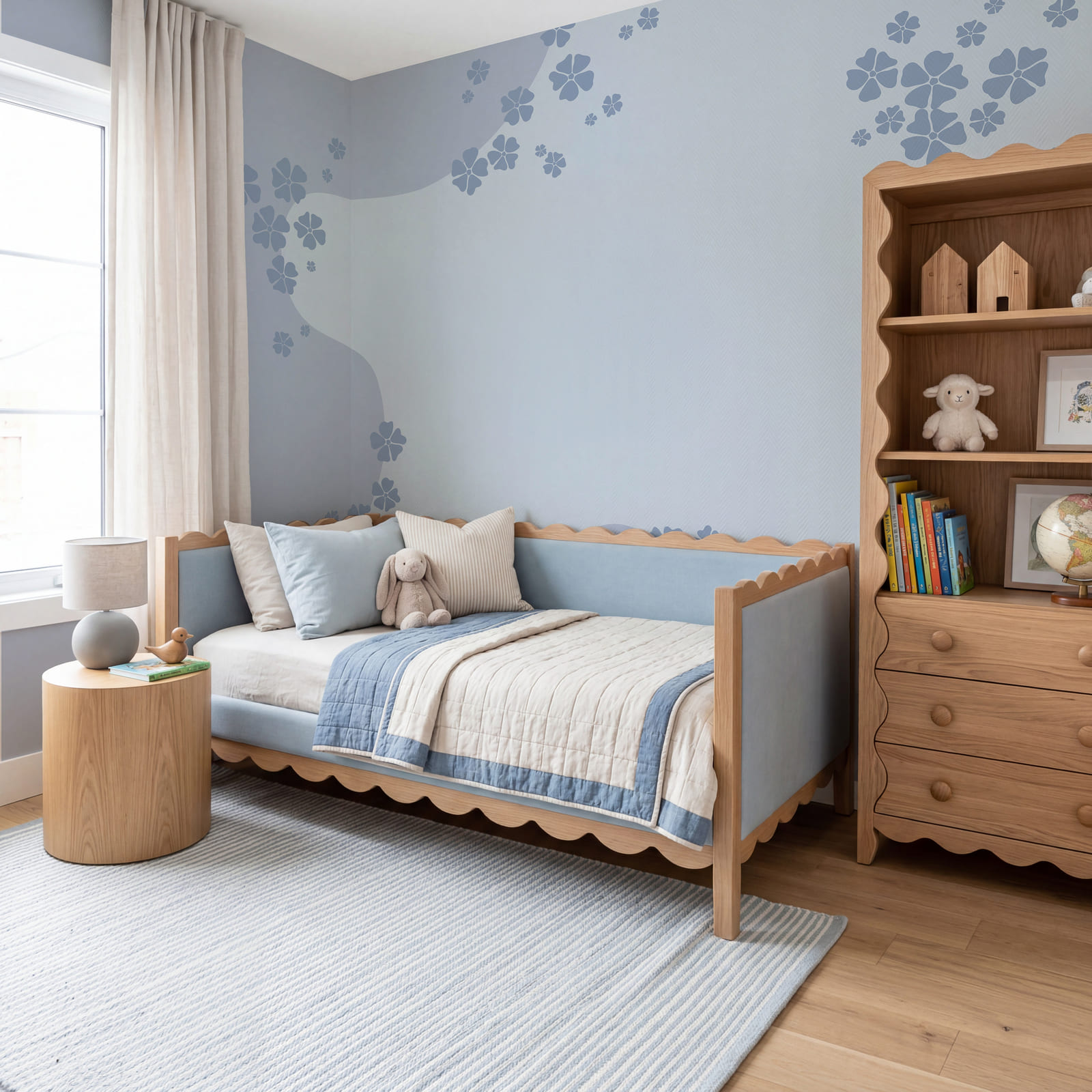 Blau-weißer Hintergrund mit Blumen Blau-weißer Hintergrund mit Blumen