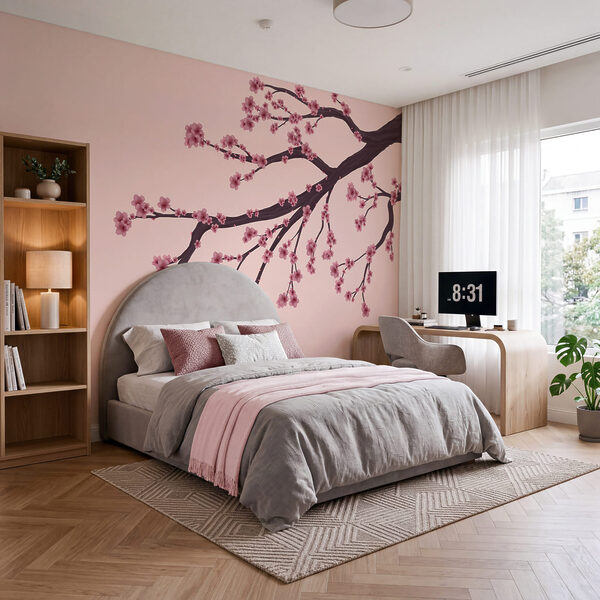 Baumzweig mit rosa Blüten