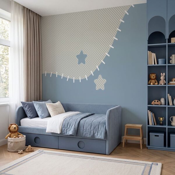 Blau-weißer Stoff mit Sternen Blau-weißer Stoff mit Sternen