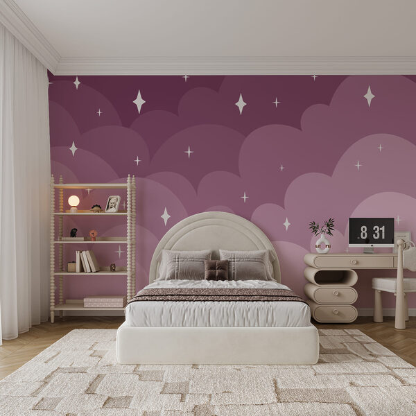 Lila und rosa Wolken und Sterne Lila und rosa Wolken und Sterne