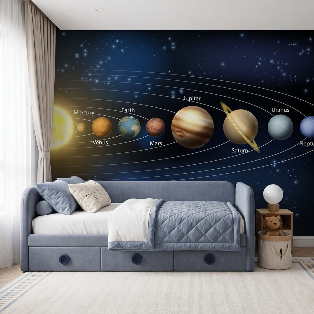 Sonnensystem mit Planeten und Sternen Sonnensystem mit Planeten und Sternen