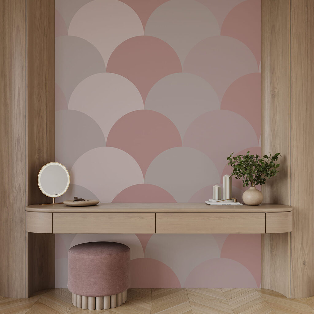 Muster aus Kreisen in Rosa und Grau Muster aus Kreisen in Rosa und Grau