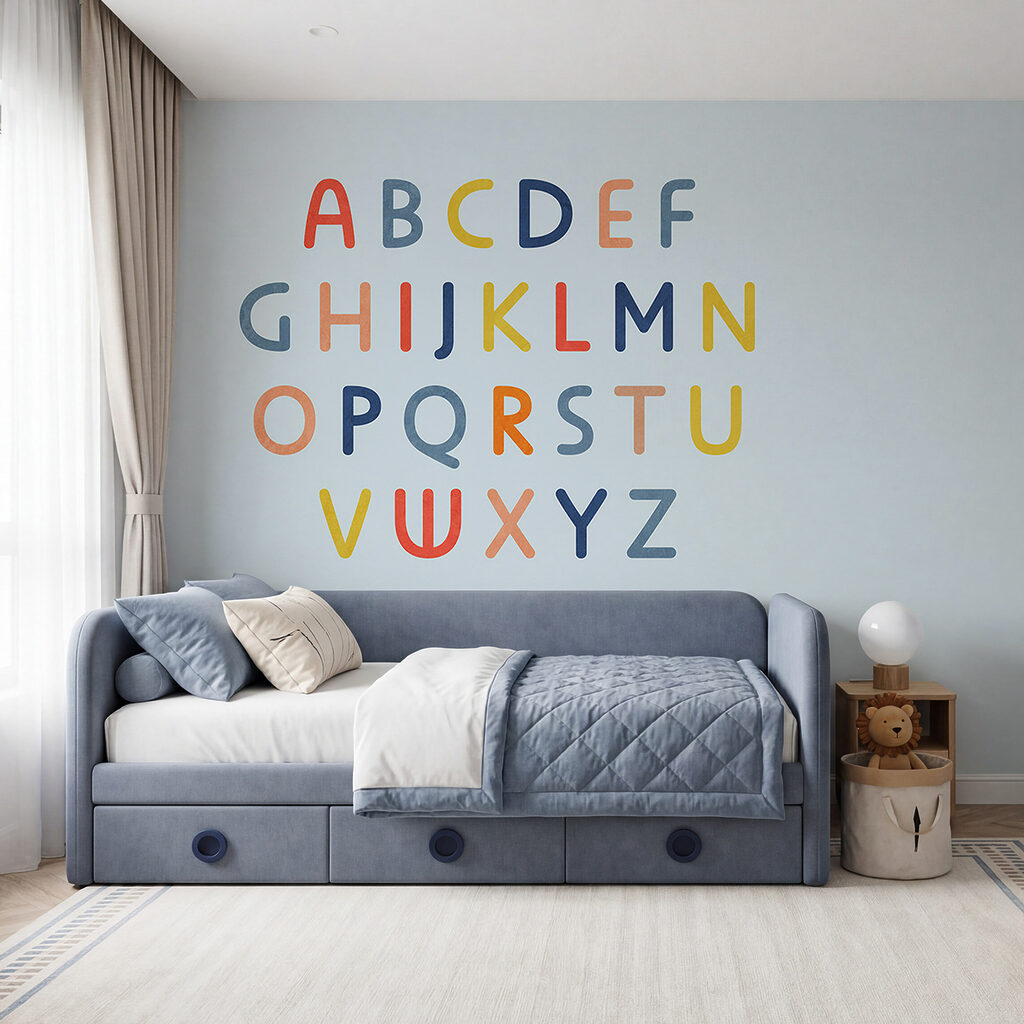 Gruppe bunter Buchstaben