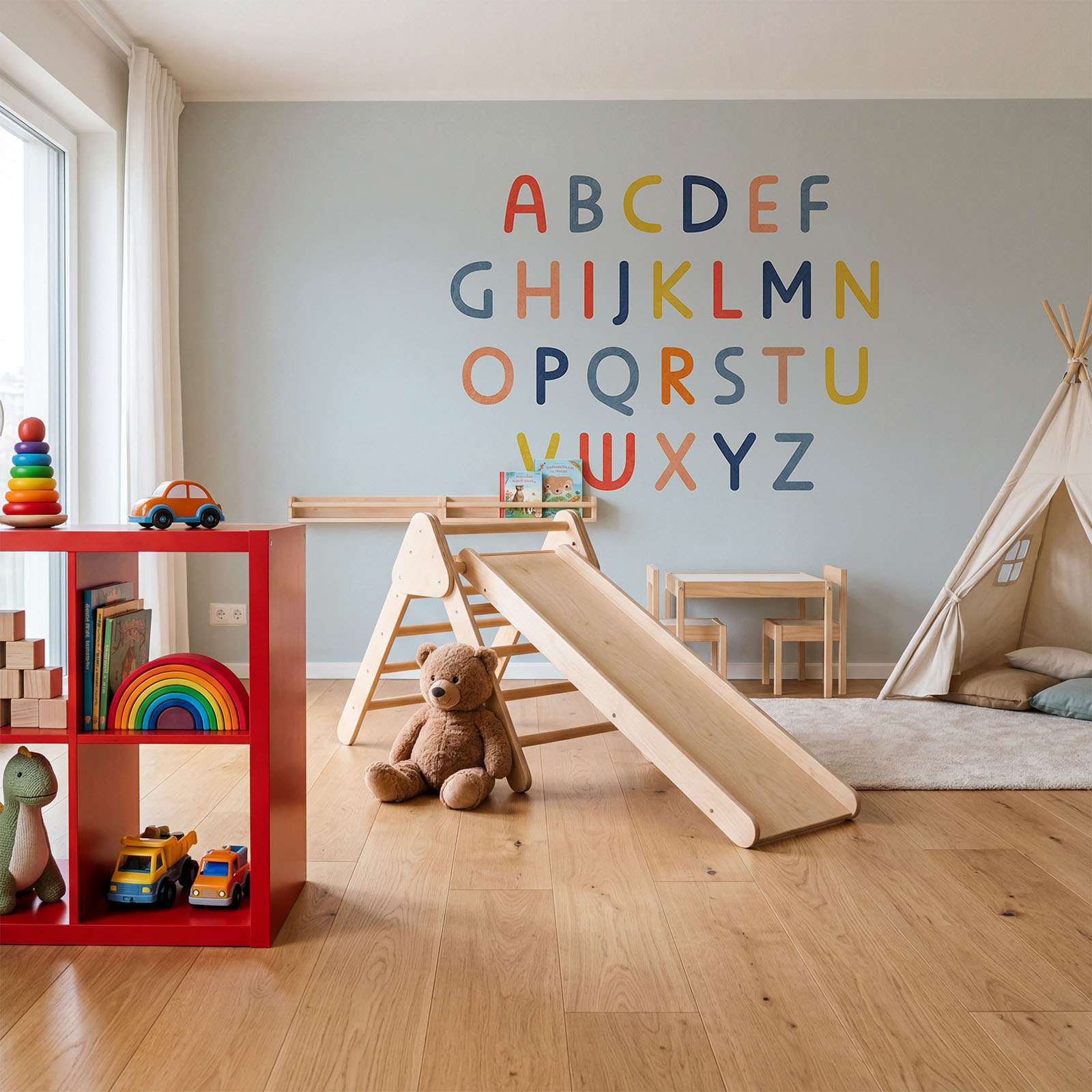 Gruppe bunter Buchstaben