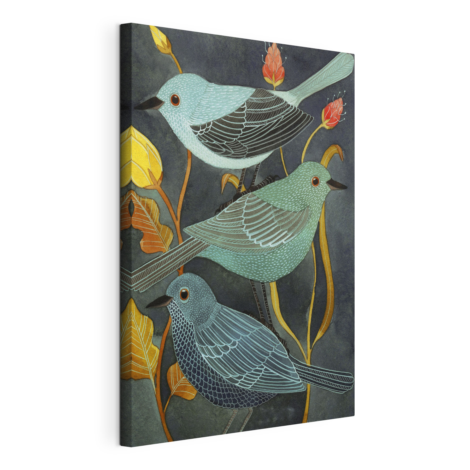 A group of birds on a plant A group of birds on a plant