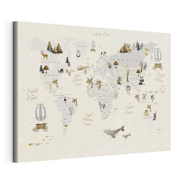 Wandbilder Wandbilder Eine Karte der Welt mit Tieren (Artikelnummer: s31798)
