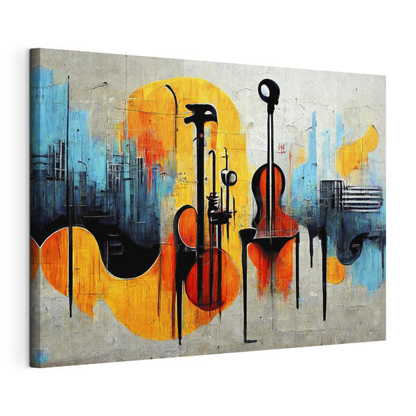 Wandbilder Wandbilder Ein Gemälde mit Gitarren und Instrumenten (Artikelnummer: s33044)