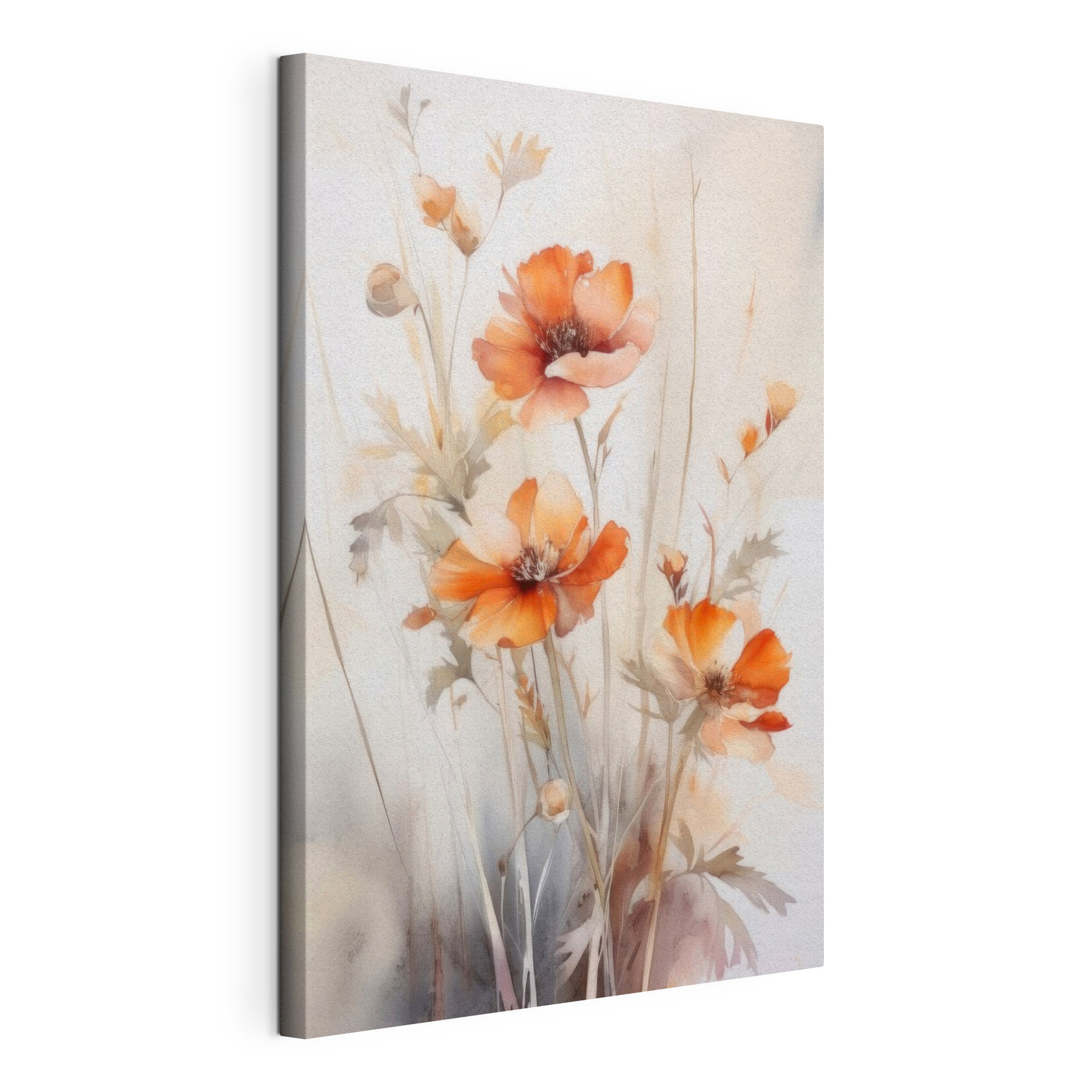 A painting of orange flowers A painting of orange flowers