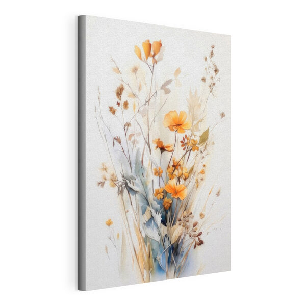 Wandbilder Ein Gemälde mit Blumen und Blättern