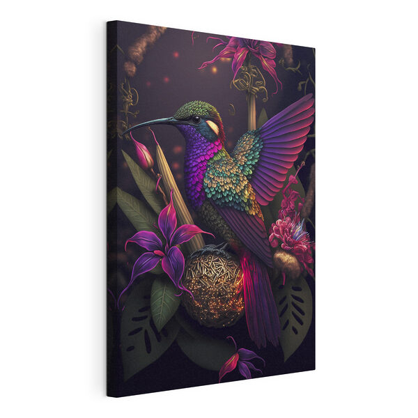Ein bunter Vogel sitzt auf einem Blumenstrauß Wandbilder Ein bunter Vogel sitzt auf einem Blumenstrauß