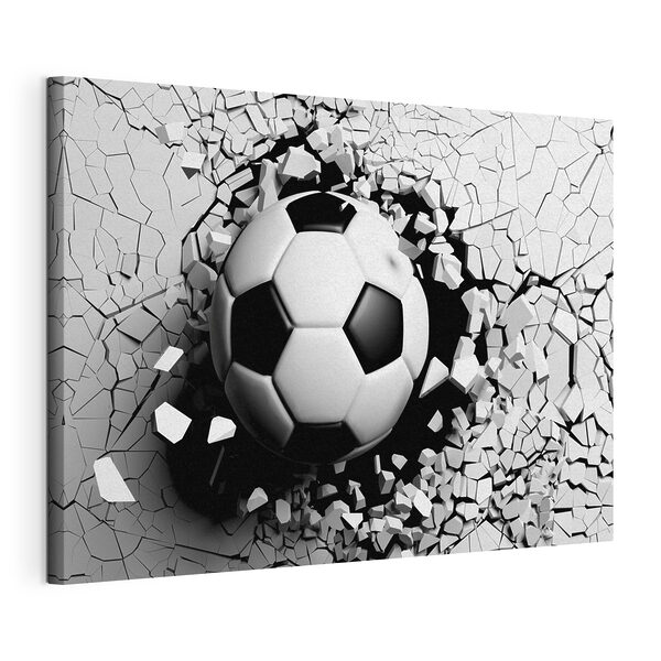 Ein Fußball, der eine Wand durchbricht Wandbilder Ein Fußball, der eine Wand durchbricht