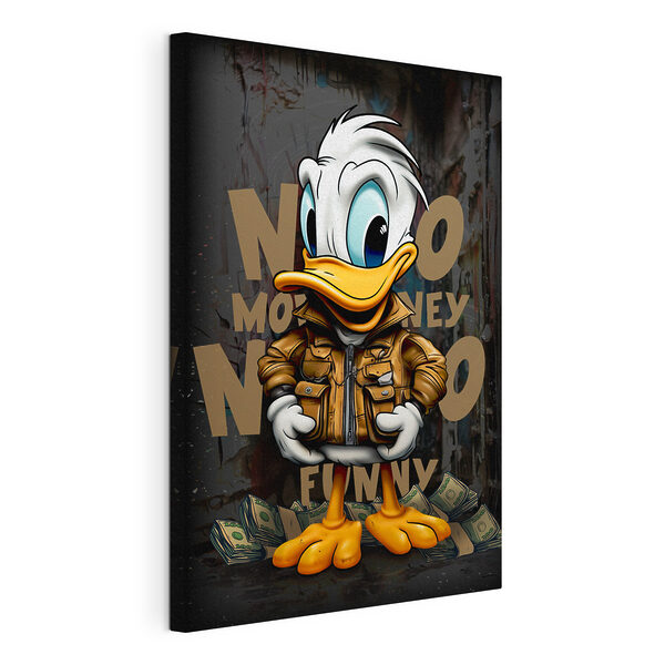 Wandbilder Cartoon-Ente mit einer Jacke und einem Bündel Geld in der Hand (Artikelnummer: s35194) Wandbilder Wandbilder Cartoon-Ente mit einer Jacke und einem Bündel Geld in der Hand (Artikelnummer: s35194)