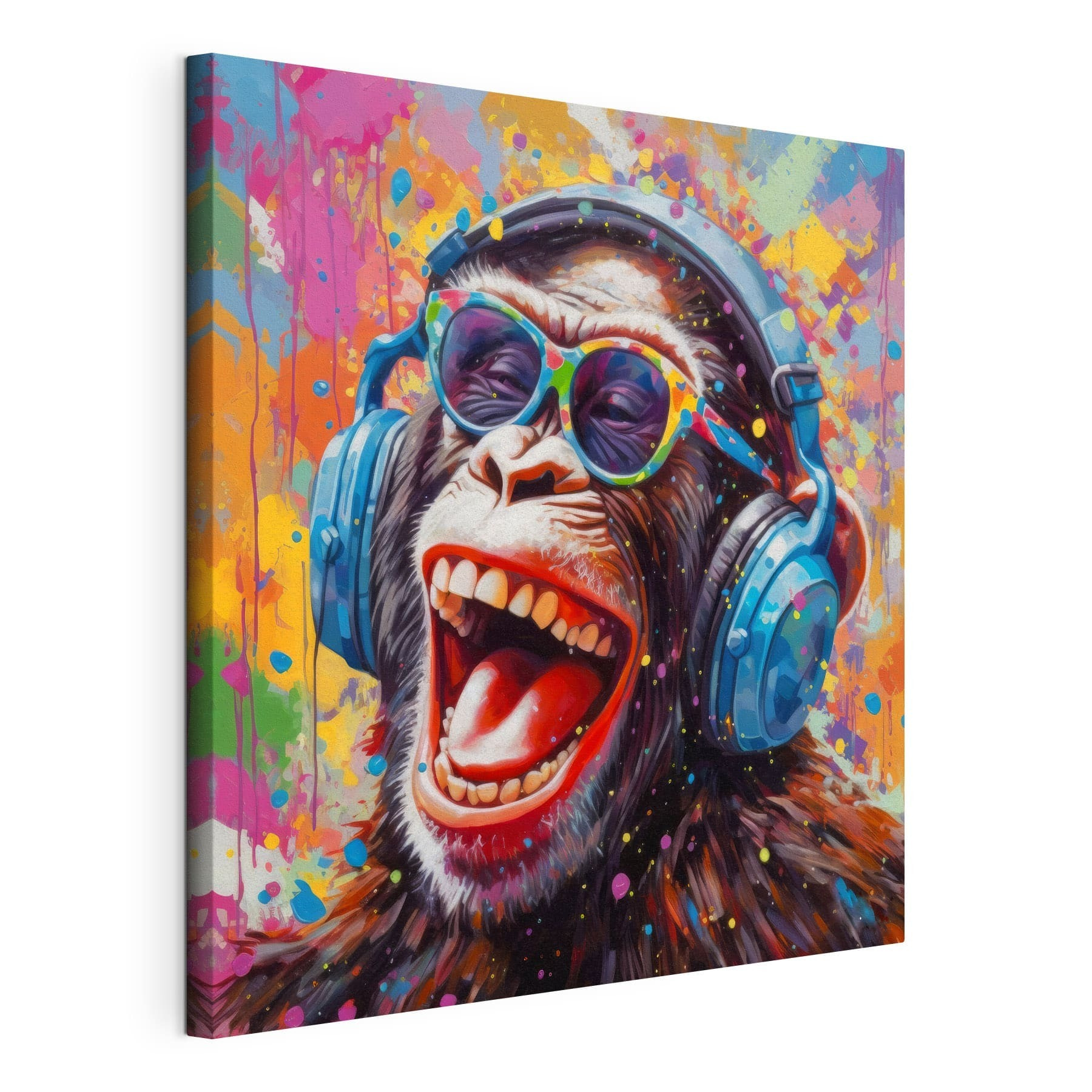 A monkey wearing headphones and sunglasses A monkey wearing headphones and sunglasses