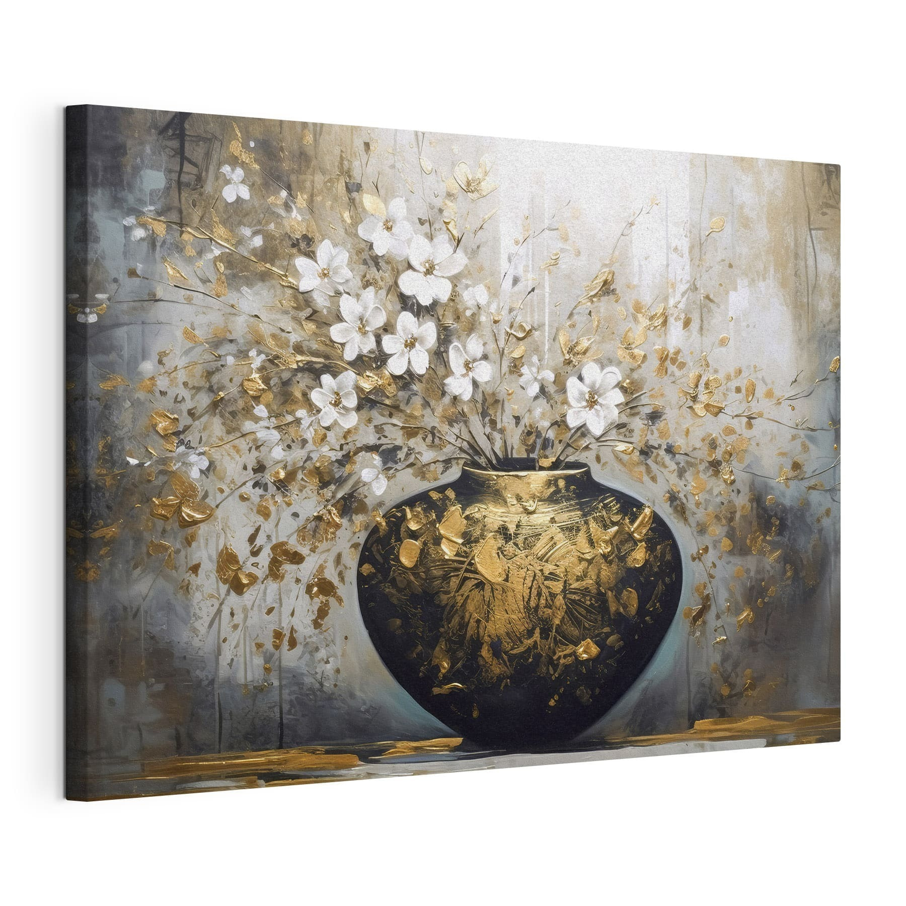 A painting of flowers in a vase