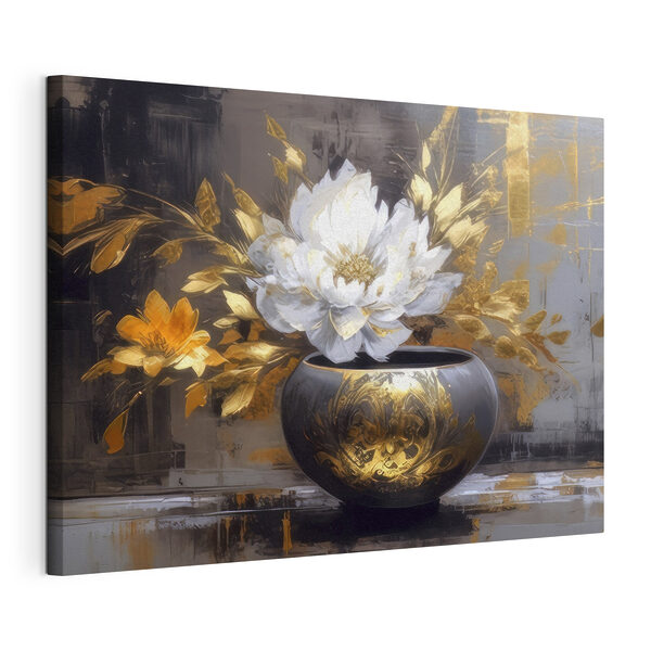 Ein Gemälde einer Blume in einem Topf Wandbilder Ein Gemälde einer Blume in einem Topf