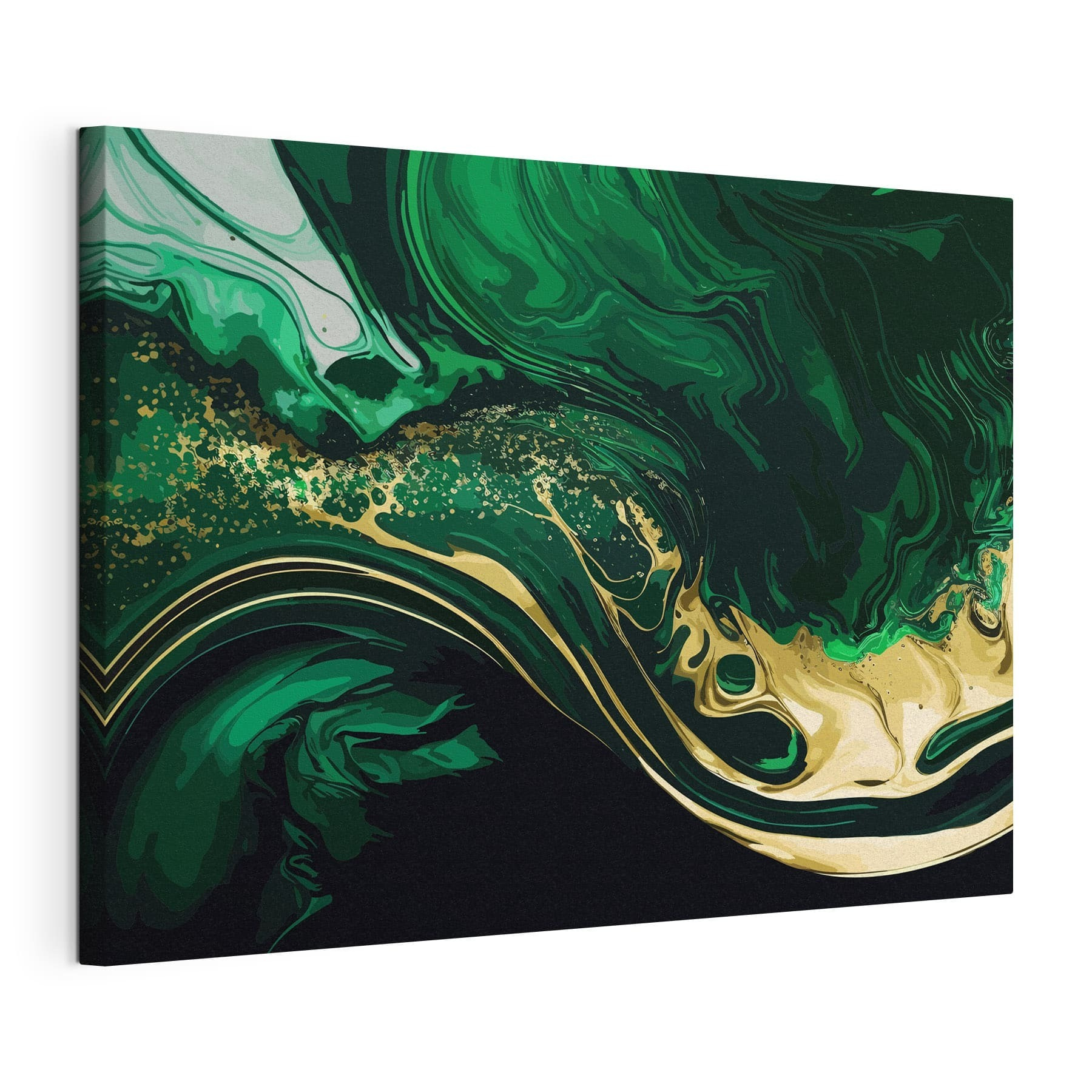 Emerald swirls with sparkling accents
