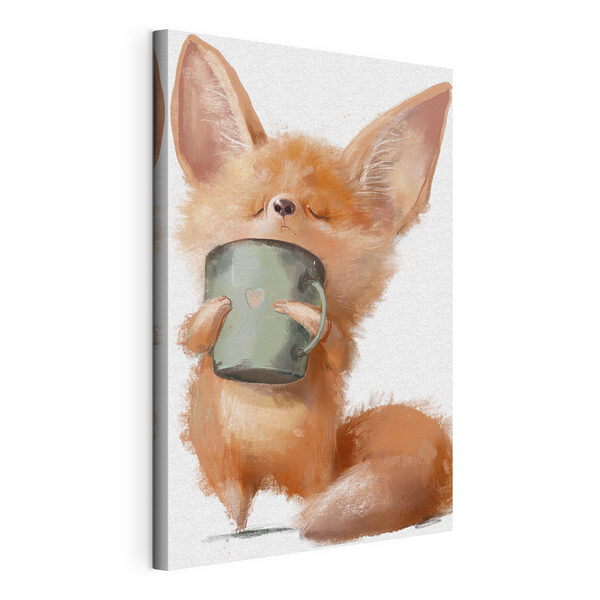 Ein Fuchs hält einen Becher Wandbilder Ein Fuchs hält einen Becher