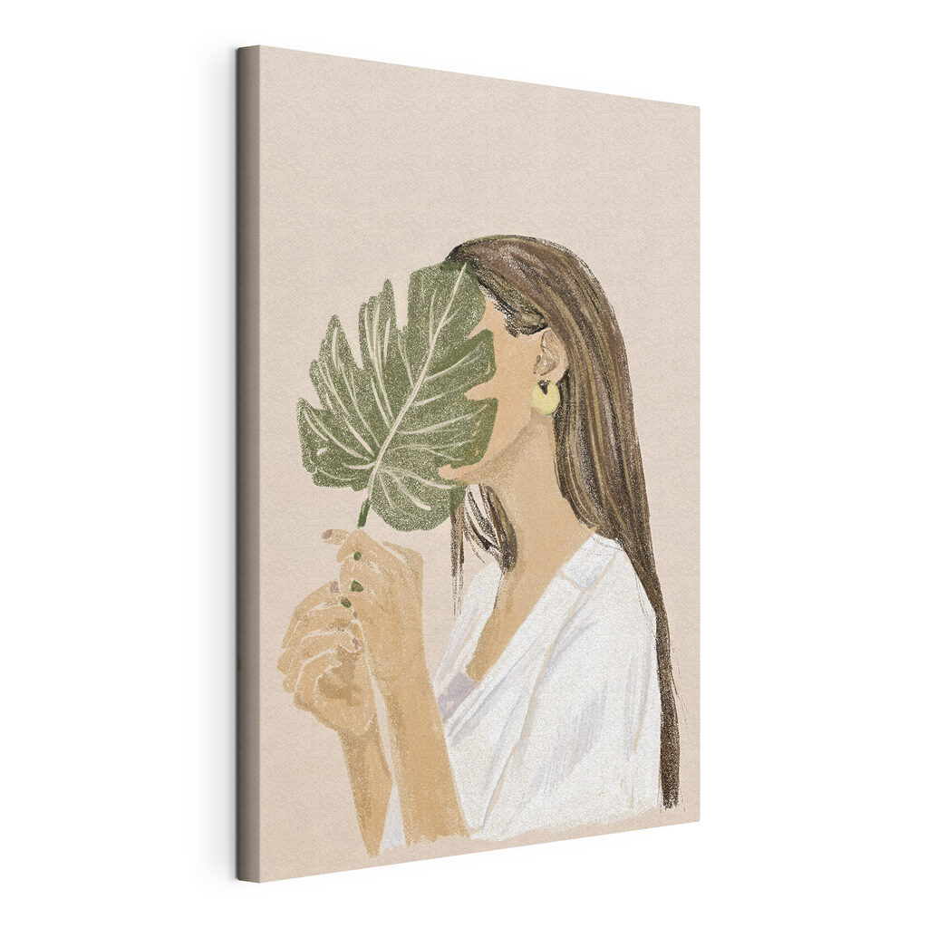 Woman holding a leaf Woman holding a leaf