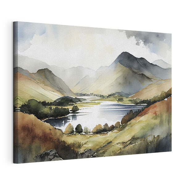 Aquarell eines von Bergen umgebenen Sees Wandbilder Aquarell eines von Bergen umgebenen Sees