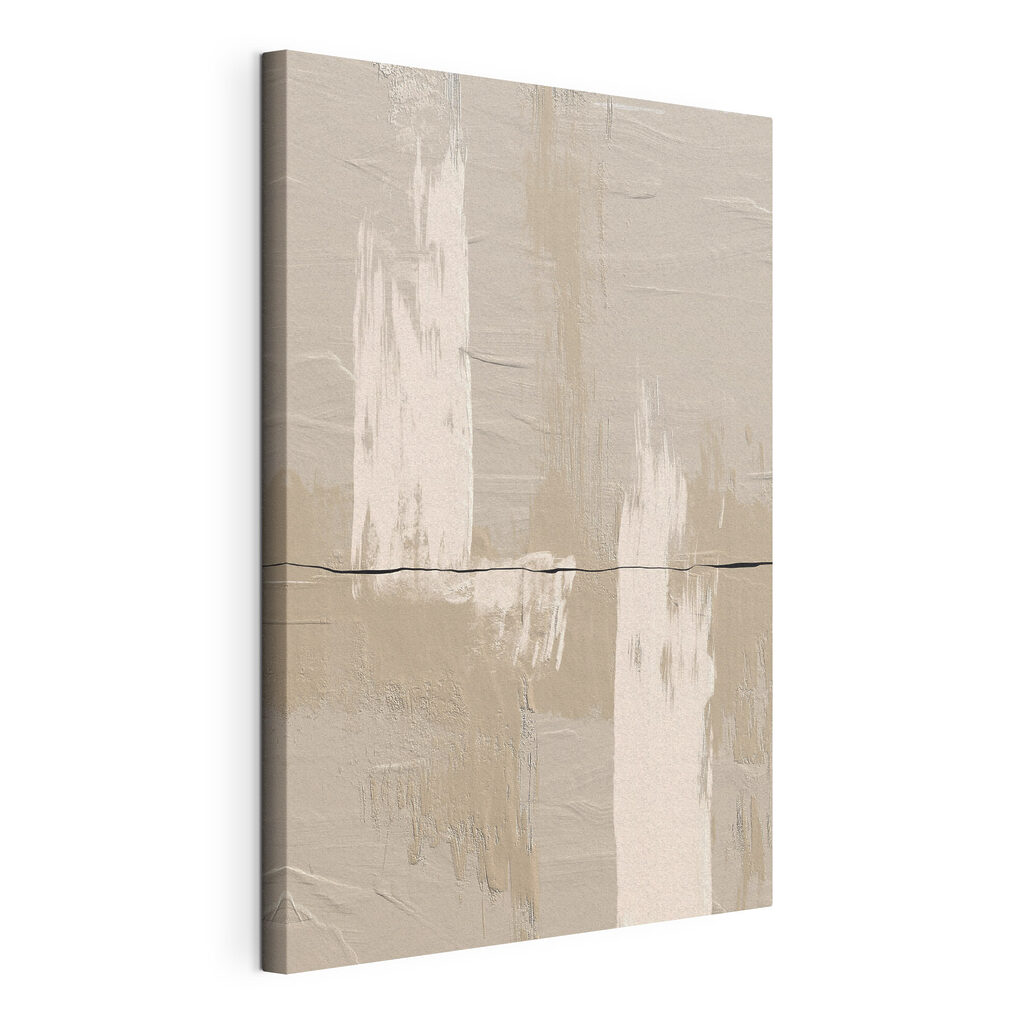 A white and brown paint on a wall