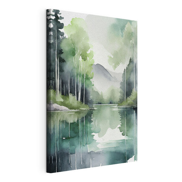 Aquarell eines von Bäumen und Bergen umgebenen Sees Wandbilder Aquarell eines von Bäumen und Bergen umgebenen Sees