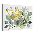 Elegante Blume auf dunkler Leinwand Wandbilder Ein Aquarell mit Blättern