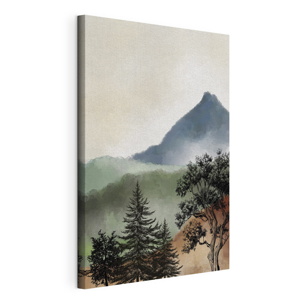 A painting of a mountain range
