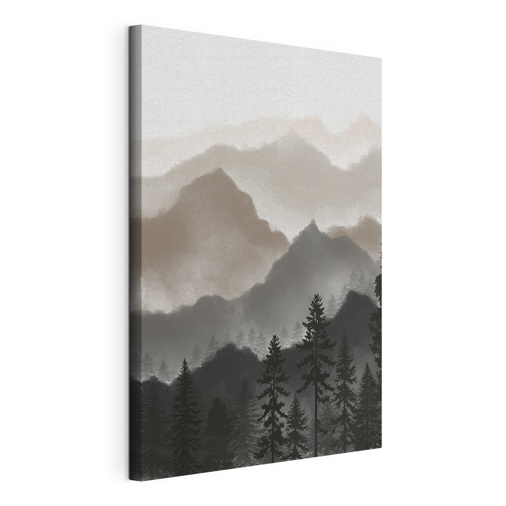 A landscape of mountains and trees