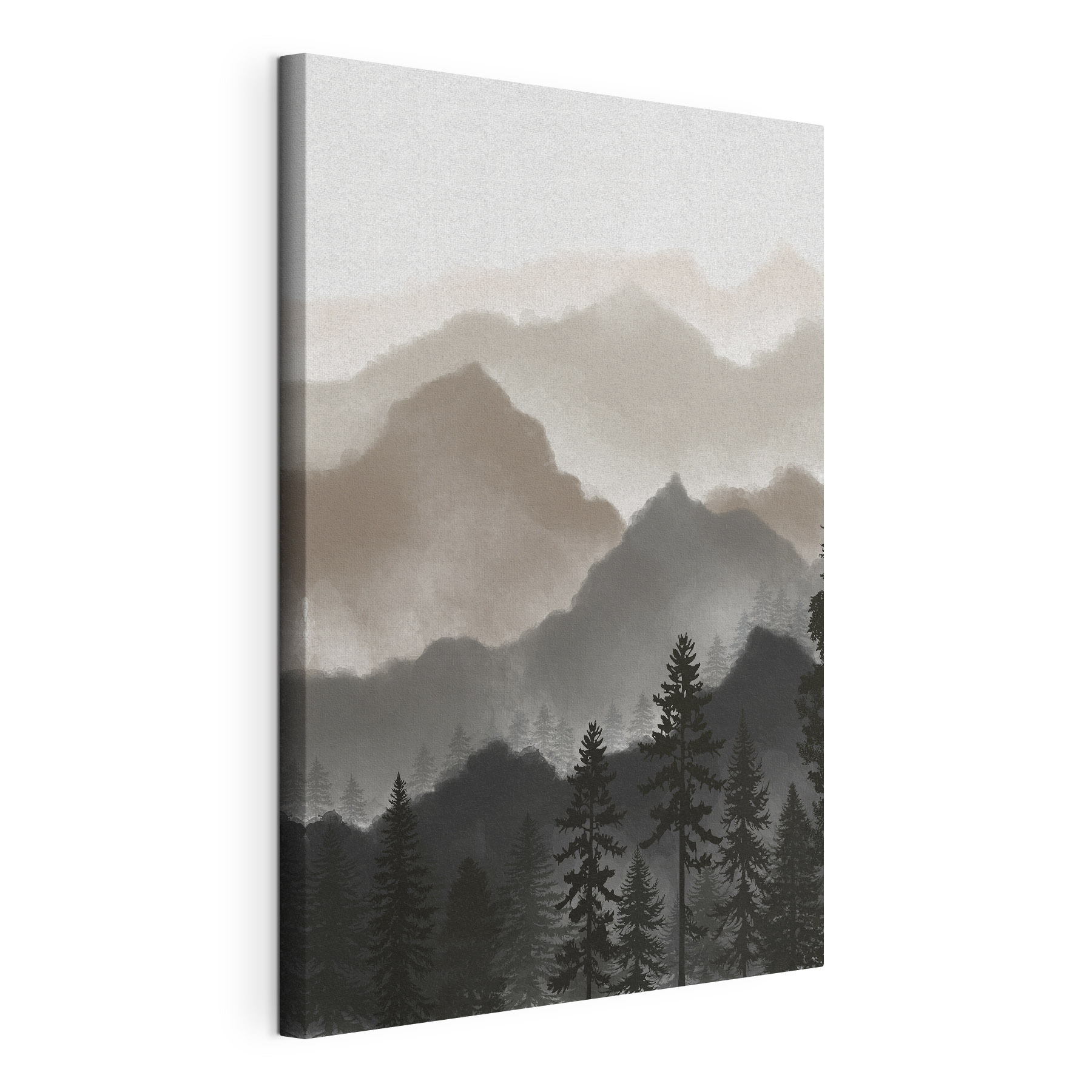 A landscape of mountains and trees