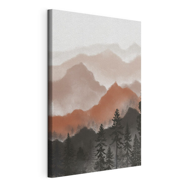 A landscape of mountains and trees