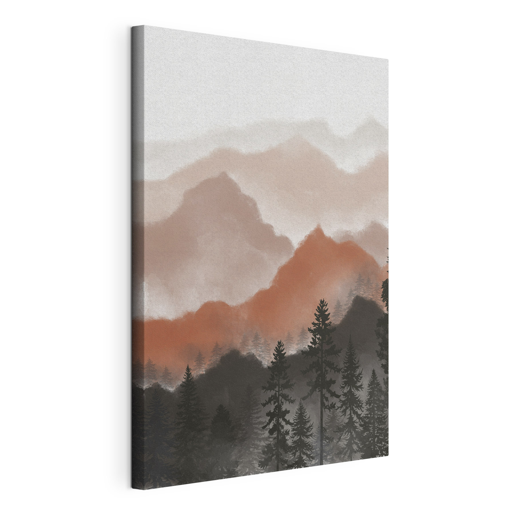 A landscape of mountains and trees