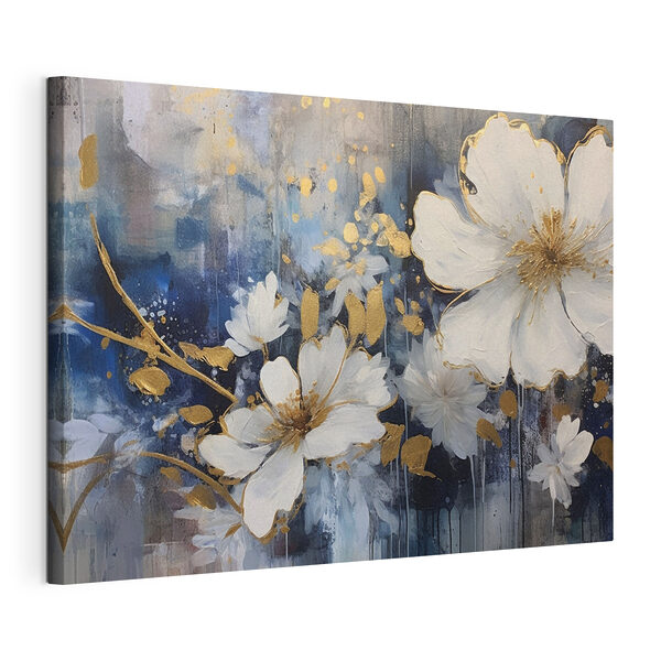 Florale Eleganz in Blau und Weiß Wandbilder Florale Eleganz in Blau und Weiß