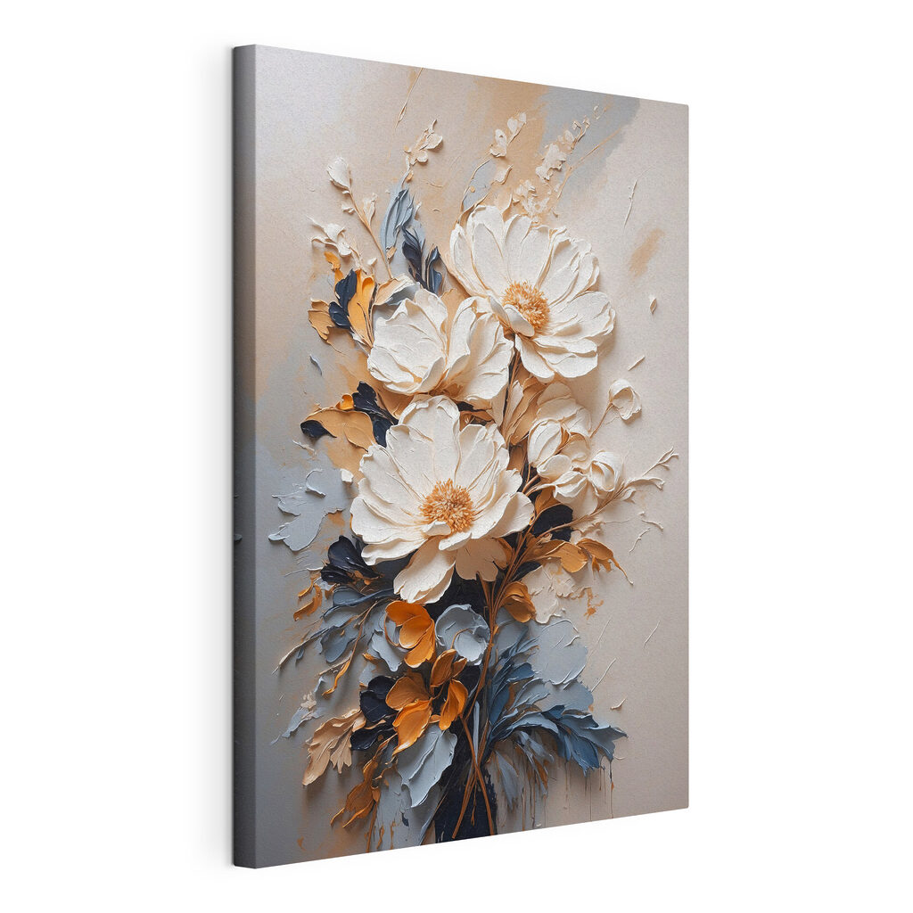 A painting of flowers on a wall