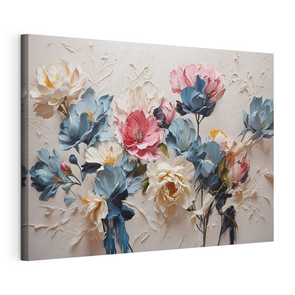 Ein Gemälde mit Blumen auf einer weißen Fläche Wandbilder Ein Gemälde mit Blumen auf einer weißen Fläche