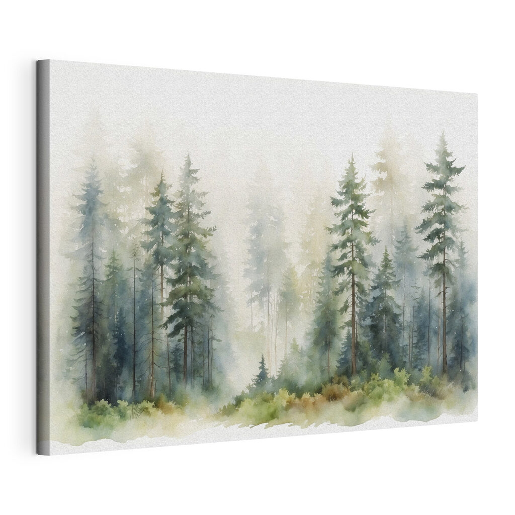 A watercolor of a forest