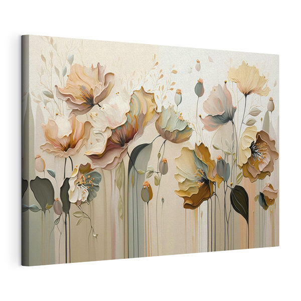 Ein Gemälde mit Blumen an der Wand Wandbilder Ein Gemälde mit Blumen an der Wand