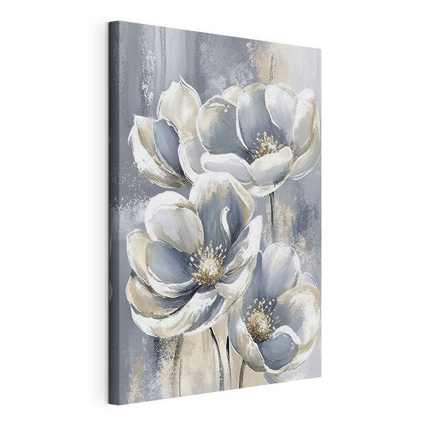 Wandbilder Ein Gemälde mit Blumen auf grauem Hintergrund