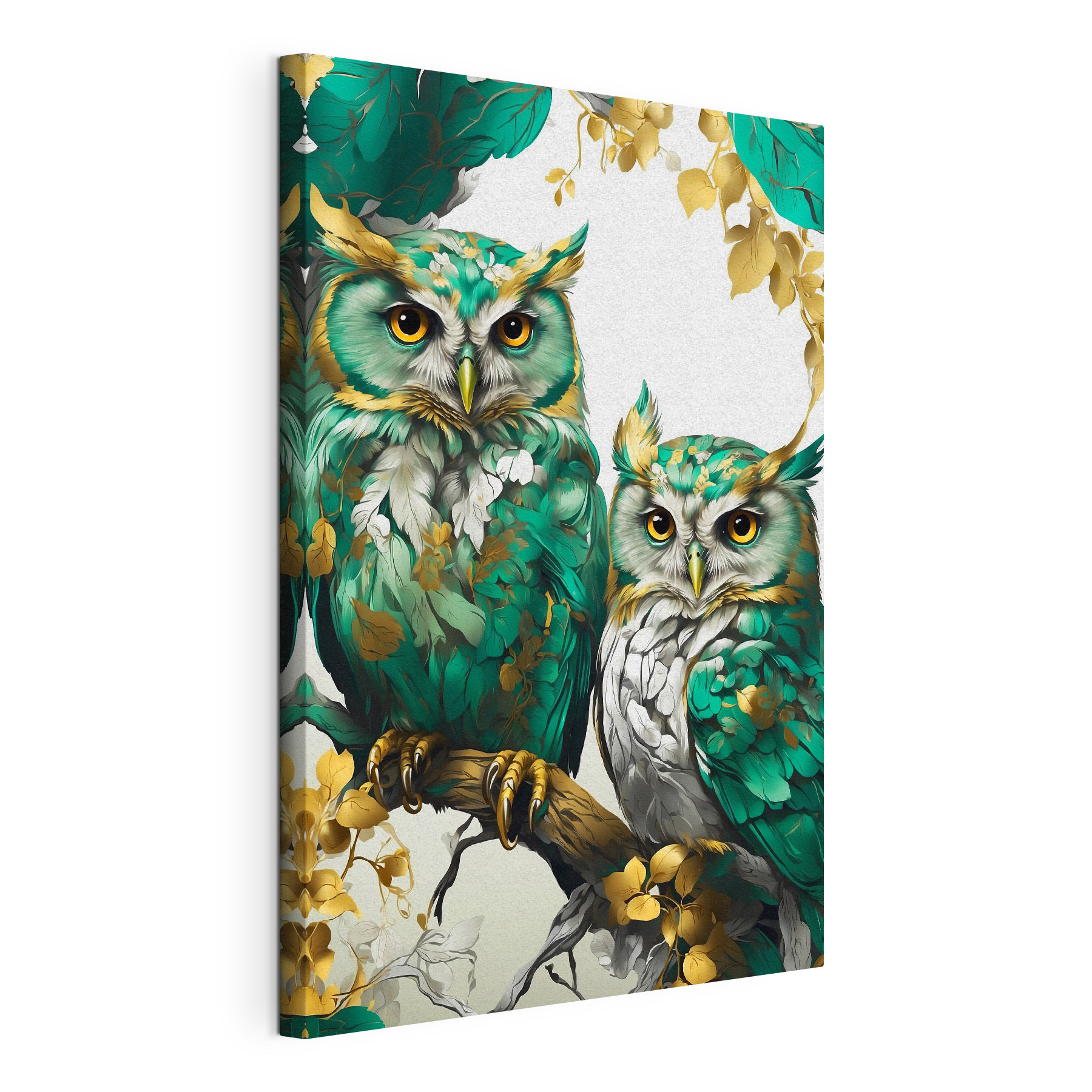 A couple of owls on a branch