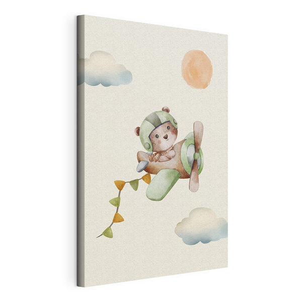 Ein Aquarell eines Teddybären in einem Flugzeug Wandbilder Ein Aquarell eines Teddybären in einem Flugzeug
