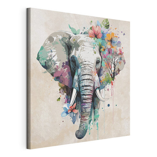 Wandbilder Ein Elefant mit Blumen und Blättern (Artikelnummer: s38333) Wandbilder Wandbilder Ein Elefant mit Blumen und Blättern (Artikelnummer: s38333)
