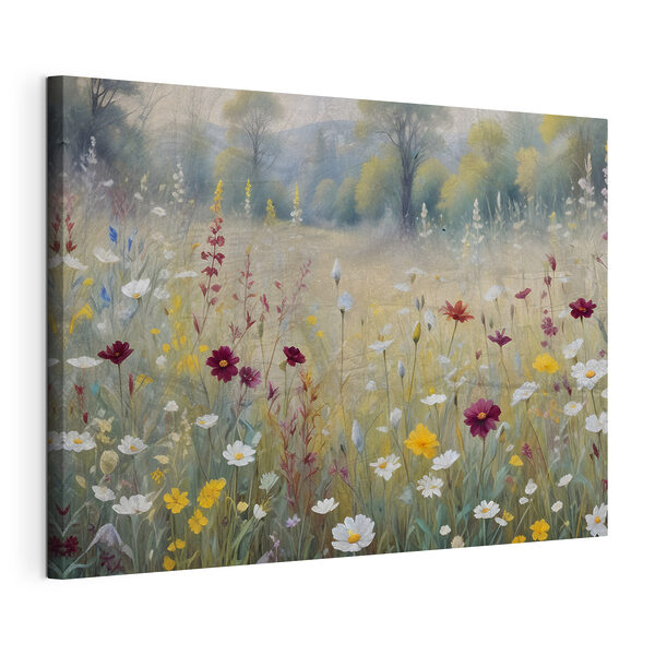 Ein Gemälde mit Blumen auf einem Feld Wandbilder Ein Gemälde mit Blumen auf einem Feld