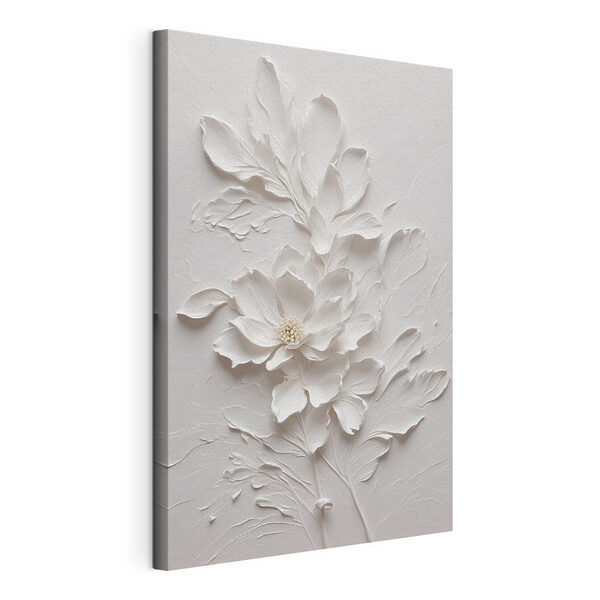 Eine weiße Blume mit Blättern Wandbilder Eine weiße Blume mit Blättern