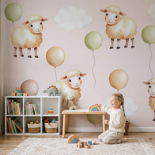 Motiv mit Schafen und Luftballons Motiv mit Schafen und Luftballons