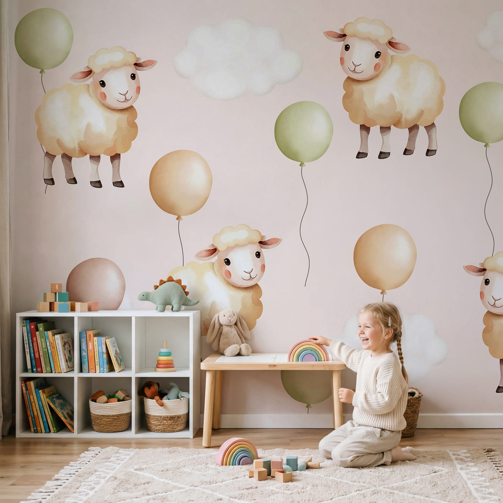 Motiv mit Schafen und Luftballons Motiv mit Schafen und Luftballons