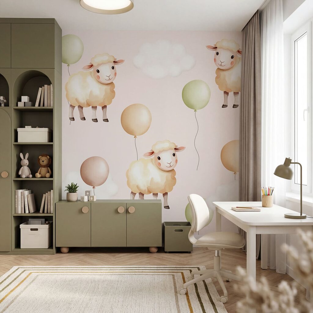 Motiv mit Schafen und Luftballons Motiv mit Schafen und Luftballons
