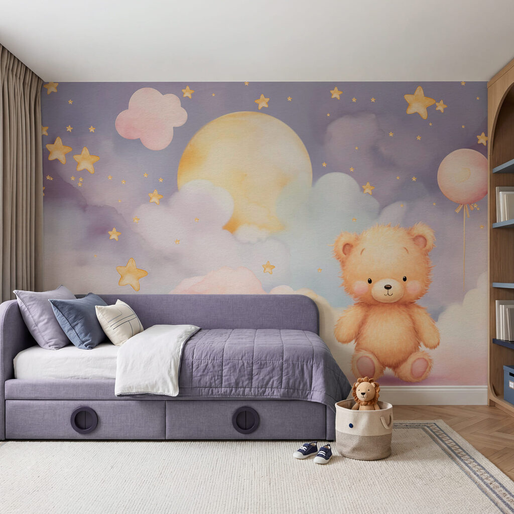 Teddybär, der auf einer Wolke sitzt Teddybär, der auf einer Wolke sitzt