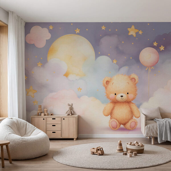 Teddybär, der auf einer Wolke sitzt Teddybär, der auf einer Wolke sitzt
